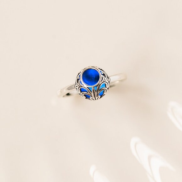 Recycled Vintage 1960s Skin Cream Jar Sterling Adjustable Vintage Lace Ring - Picture 3 of 6